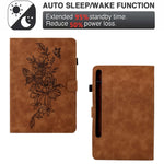 Custodia Smart Tablet in pelle goffrata farfalla peonia, For Samsung Galaxy Tab S7 / S8, For Samsung Galaxy Tab A8 10.5 2021 X205, For Samsung Galaxy Tab S6 Lite P610, For Samsung Galaxy Tab A7 10.4 2020 T500