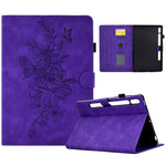Custodia Smart Tablet in pelle goffrata farfalla peonia, For Samsung Galaxy Tab S7 / S8, For Samsung Galaxy Tab A8 10.5 2021 X205, For Samsung Galaxy Tab S6 Lite P610, For Samsung Galaxy Tab A7 10.4 2020 T500