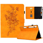 Custodia Smart Tablet in pelle goffrata farfalla peonia, For Samsung Galaxy Tab S7 / S8, For Samsung Galaxy Tab A8 10.5 2021 X205, For Samsung Galaxy Tab S6 Lite P610, For Samsung Galaxy Tab A7 10.4 2020 T500