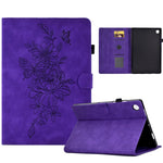 Custodia Smart Tablet in pelle goffrata farfalla peonia, For Samsung Galaxy Tab S7 / S8, For Samsung Galaxy Tab A8 10.5 2021 X205, For Samsung Galaxy Tab S6 Lite P610, For Samsung Galaxy Tab A7 10.4 2020 T500