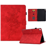 Custodia Smart Tablet in pelle goffrata farfalla peonia, For Samsung Galaxy Tab S7 / S8, For Samsung Galaxy Tab A8 10.5 2021 X205, For Samsung Galaxy Tab S6 Lite P610, For Samsung Galaxy Tab A7 10.4 2020 T500