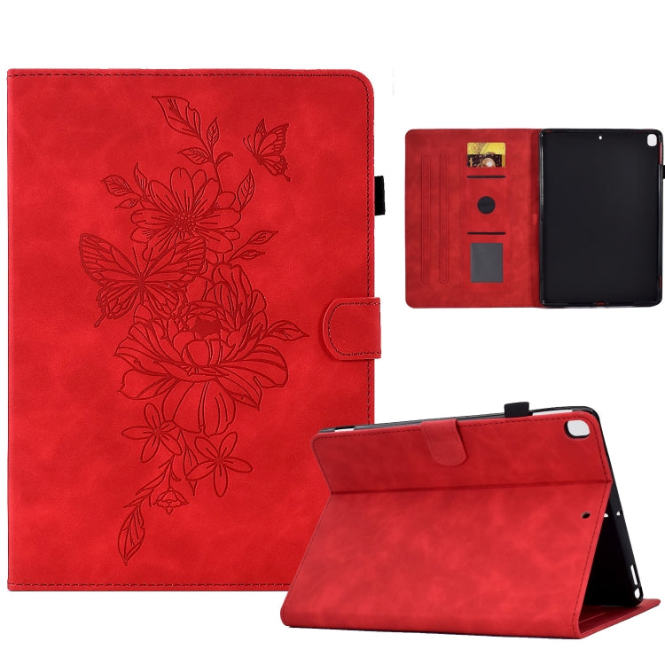 Custodia Smart Tablet in pelle goffrata farfalla peonia, For Samsung Galaxy Tab S7 / S8, For Samsung Galaxy Tab A8 10.5 2021 X205, For Samsung Galaxy Tab S6 Lite P610, For Samsung Galaxy Tab A7 10.4 2020 T500
