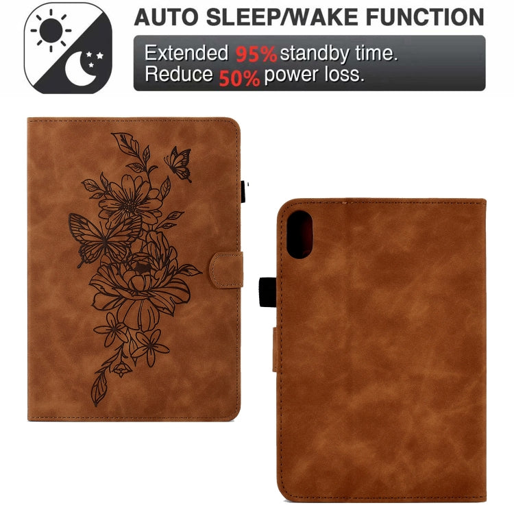Custodia Smart Tablet in pelle goffrata farfalla peonia, For Lenovo Tab P11