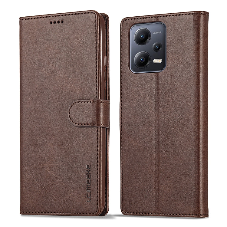 LC.IMEEKE Custodia in pelle a vibrazione orizzontale con struttura in vitello, For Xiaomi Redmi 12C/11A Global, For Xiaomi Redmi Note 12 5G/Poco X5, For Xiaomi Redmi Note 12 Pro 5G/Poco X5 Pro, For Xiaomi Redmi Note 12 Pro+