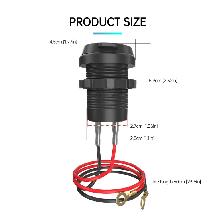 ZH-1786A2 QC3.0 Caricatore per auto doppia interfaccia USB-A + Type-C, lunghezza cavo: 60 cm, ZH-1786A2