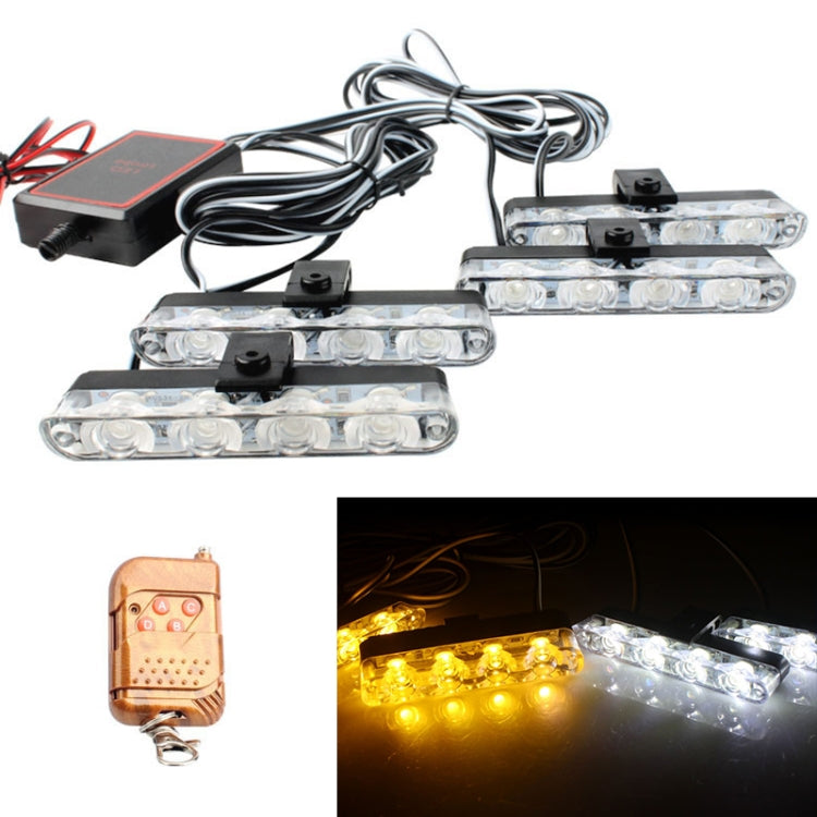 4 in 1 Car 16LEDs Grille Flash Lights Spie luminose con telecomando wireless