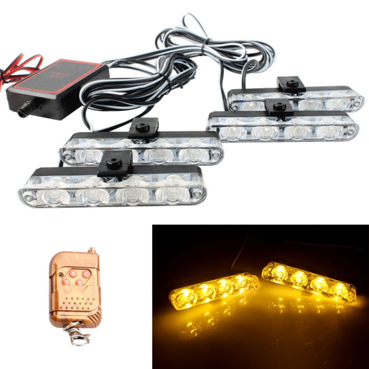 4 in 1 Car 16LEDs Grille Flash Lights Spie luminose con telecomando wireless