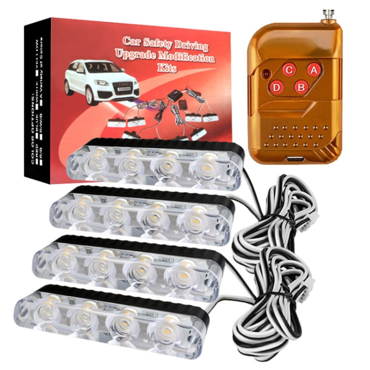 4 in 1 Car 16LEDs Grille Flash Lights Spie luminose con telecomando wireless