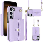 Custodia per telefono in pelle con slot per schede RFID con cordino lungo, For Samsung Galaxy S23 5G, For Samsung Galaxy S23+ 5G, For Samsung Galaxy S23 Ultra 5G, For Samsung Galaxy S22 5G