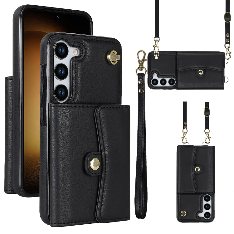 Custodia per telefono in pelle con slot per schede RFID con cordino lungo, For Samsung Galaxy S23 5G, For Samsung Galaxy S23+ 5G, For Samsung Galaxy S23 Ultra 5G, For Samsung Galaxy S22 5G
