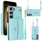Custodia per telefono in pelle con slot per schede RFID con cordino lungo, For Samsung Galaxy S23 5G, For Samsung Galaxy S23+ 5G, For Samsung Galaxy S23 Ultra 5G, For Samsung Galaxy S22 5G