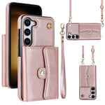 Custodia per telefono in pelle con slot per schede RFID con cordino lungo, For Samsung Galaxy S23 5G, For Samsung Galaxy S23+ 5G, For Samsung Galaxy S23 Ultra 5G, For Samsung Galaxy S22 5G
