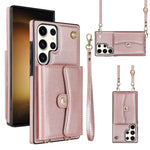 Custodia per telefono in pelle con slot per schede RFID con cordino lungo, For Samsung Galaxy S23 5G, For Samsung Galaxy S23+ 5G, For Samsung Galaxy S23 Ultra 5G, For Samsung Galaxy S22 5G