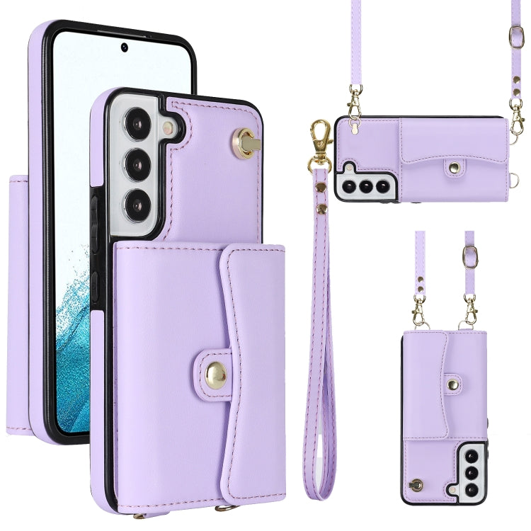 Custodia per telefono in pelle con slot per schede RFID con cordino lungo, For Samsung Galaxy S23 5G, For Samsung Galaxy S23+ 5G, For Samsung Galaxy S23 Ultra 5G, For Samsung Galaxy S22 5G