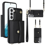 Custodia per telefono in pelle con slot per schede RFID con cordino lungo, For Samsung Galaxy S22+ 5G, For Samsung Galaxy S22 Ultra 5G, For Samsung Galaxy S21 5G, For Samsung Galaxy S21+ 5G