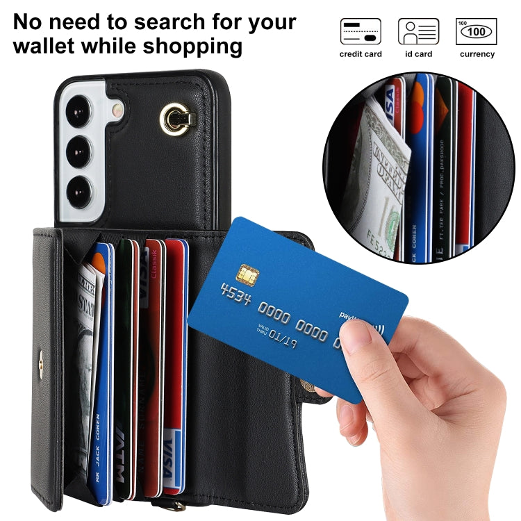 Custodia per telefono in pelle con slot per schede RFID con cordino lungo, For Samsung Galaxy S22+ 5G, For Samsung Galaxy S22 Ultra 5G, For Samsung Galaxy S21 5G, For Samsung Galaxy S21+ 5G