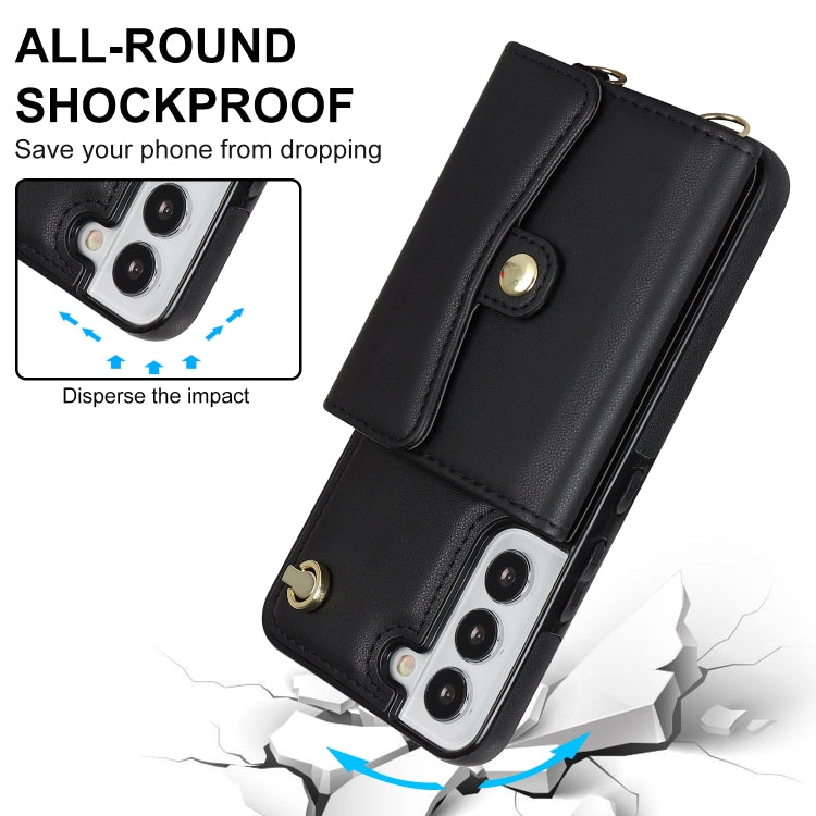 Custodia per telefono in pelle con slot per schede RFID con cordino lungo, For Samsung Galaxy S22+ 5G, For Samsung Galaxy S22 Ultra 5G, For Samsung Galaxy S21 5G, For Samsung Galaxy S21+ 5G