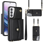 Custodia per telefono in pelle con slot per schede RFID con cordino lungo, For Samsung Galaxy S22+ 5G, For Samsung Galaxy S22 Ultra 5G, For Samsung Galaxy S21 5G, For Samsung Galaxy S21+ 5G