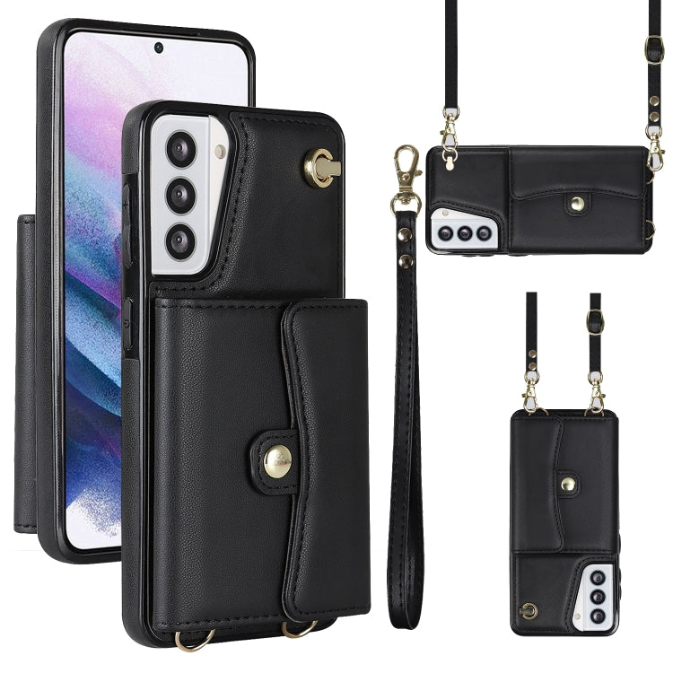 Custodia per telefono in pelle con slot per schede RFID con cordino lungo, For Samsung Galaxy S22+ 5G, For Samsung Galaxy S22 Ultra 5G, For Samsung Galaxy S21 5G, For Samsung Galaxy S21+ 5G