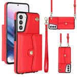 Custodia per telefono in pelle con slot per schede RFID con cordino lungo, For Samsung Galaxy S22+ 5G, For Samsung Galaxy S22 Ultra 5G, For Samsung Galaxy S21 5G, For Samsung Galaxy S21+ 5G