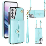 Custodia per telefono in pelle con slot per schede RFID con cordino lungo, For Samsung Galaxy S22+ 5G, For Samsung Galaxy S22 Ultra 5G, For Samsung Galaxy S21 5G, For Samsung Galaxy S21+ 5G
