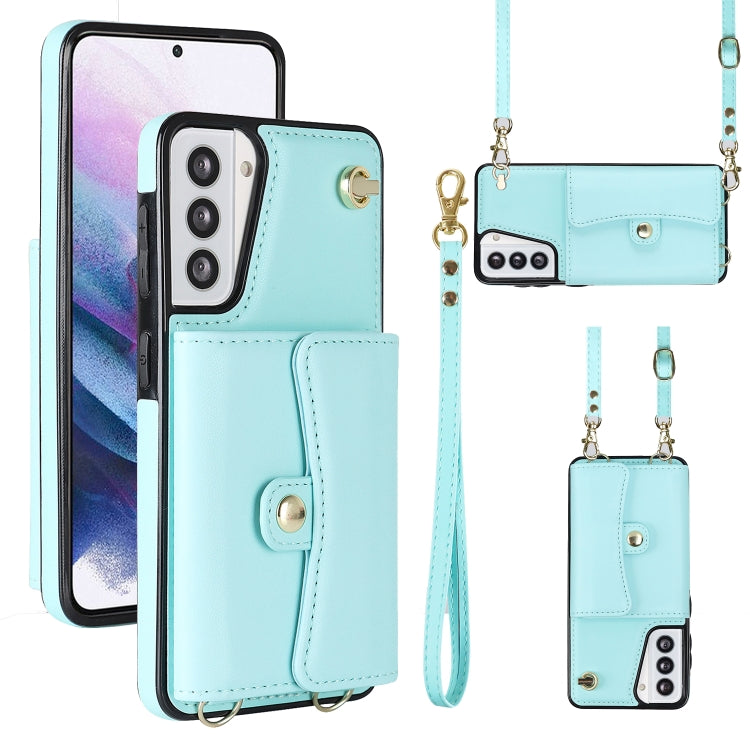 Custodia per telefono in pelle con slot per schede RFID con cordino lungo, For Samsung Galaxy S22+ 5G, For Samsung Galaxy S22 Ultra 5G, For Samsung Galaxy S21 5G, For Samsung Galaxy S21+ 5G