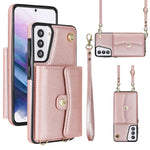 Custodia per telefono in pelle con slot per schede RFID con cordino lungo, For Samsung Galaxy S22+ 5G, For Samsung Galaxy S22 Ultra 5G, For Samsung Galaxy S21 5G, For Samsung Galaxy S21+ 5G