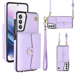 Custodia per telefono in pelle con slot per schede RFID con cordino lungo, For Samsung Galaxy S22+ 5G, For Samsung Galaxy S22 Ultra 5G, For Samsung Galaxy S21 5G, For Samsung Galaxy S21+ 5G