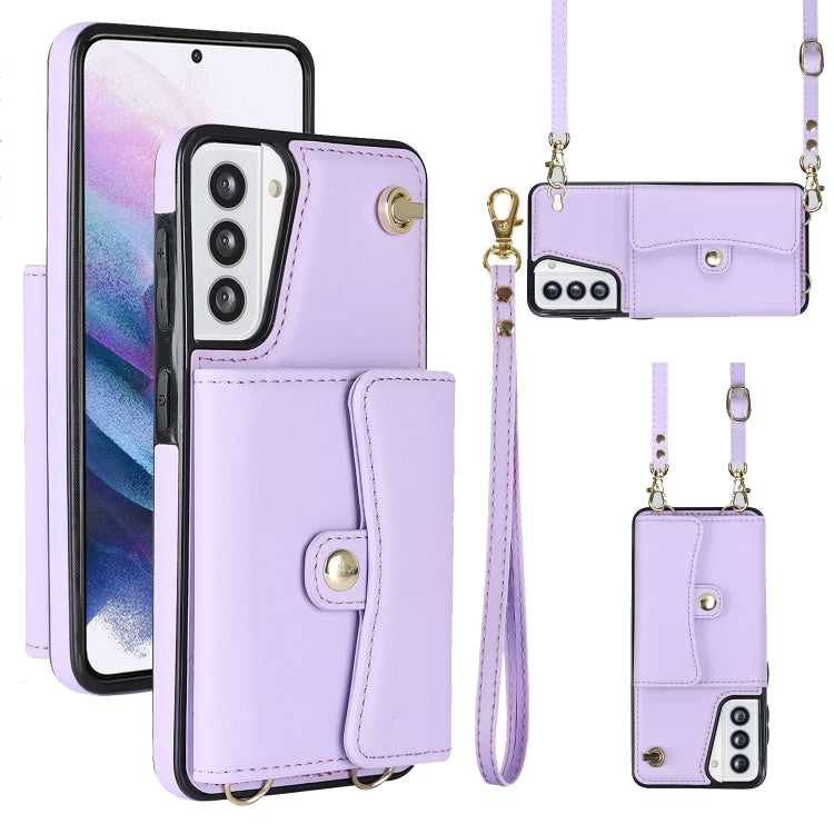 Custodia per telefono in pelle con slot per schede RFID con cordino lungo, For Samsung Galaxy S22+ 5G, For Samsung Galaxy S22 Ultra 5G, For Samsung Galaxy S21 5G, For Samsung Galaxy S21+ 5G
