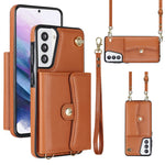 Custodia per telefono in pelle con slot per schede RFID con cordino lungo, For Samsung Galaxy S22+ 5G, For Samsung Galaxy S22 Ultra 5G, For Samsung Galaxy S21 5G, For Samsung Galaxy S21+ 5G