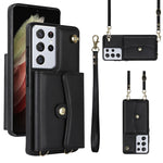 Custodia per telefono in pelle con slot per schede RFID con cordino lungo, For Samsung Galaxy S21 Ultra 5G, For Samsung Galaxy S20, For Samsung Galaxy S20+, For Samsung Galaxy S20 Ultra