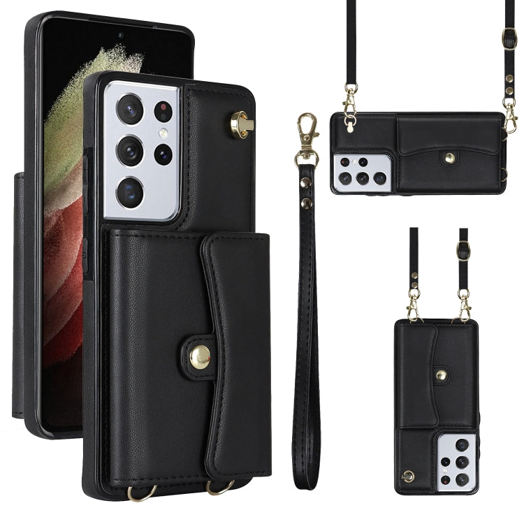 Custodia per telefono in pelle con slot per schede RFID con cordino lungo, For Samsung Galaxy S21 Ultra 5G, For Samsung Galaxy S20, For Samsung Galaxy S20+, For Samsung Galaxy S20 Ultra