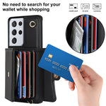 Custodia per telefono in pelle con slot per schede RFID con cordino lungo, For Samsung Galaxy S21 Ultra 5G, For Samsung Galaxy S20, For Samsung Galaxy S20+, For Samsung Galaxy S20 Ultra