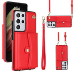 Custodia per telefono in pelle con slot per schede RFID con cordino lungo, For Samsung Galaxy S21 Ultra 5G, For Samsung Galaxy S20, For Samsung Galaxy S20+, For Samsung Galaxy S20 Ultra