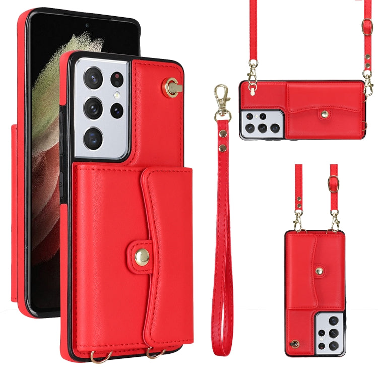 Custodia per telefono in pelle con slot per schede RFID con cordino lungo, For Samsung Galaxy S21 Ultra 5G, For Samsung Galaxy S20, For Samsung Galaxy S20+, For Samsung Galaxy S20 Ultra