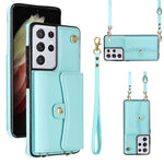 Custodia per telefono in pelle con slot per schede RFID con cordino lungo, For Samsung Galaxy S21 Ultra 5G, For Samsung Galaxy S20, For Samsung Galaxy S20+, For Samsung Galaxy S20 Ultra
