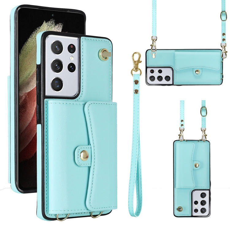 Custodia per telefono in pelle con slot per schede RFID con cordino lungo, For Samsung Galaxy S21 Ultra 5G, For Samsung Galaxy S20, For Samsung Galaxy S20+, For Samsung Galaxy S20 Ultra