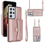 Custodia per telefono in pelle con slot per schede RFID con cordino lungo, For Samsung Galaxy S21 Ultra 5G, For Samsung Galaxy S20, For Samsung Galaxy S20+, For Samsung Galaxy S20 Ultra
