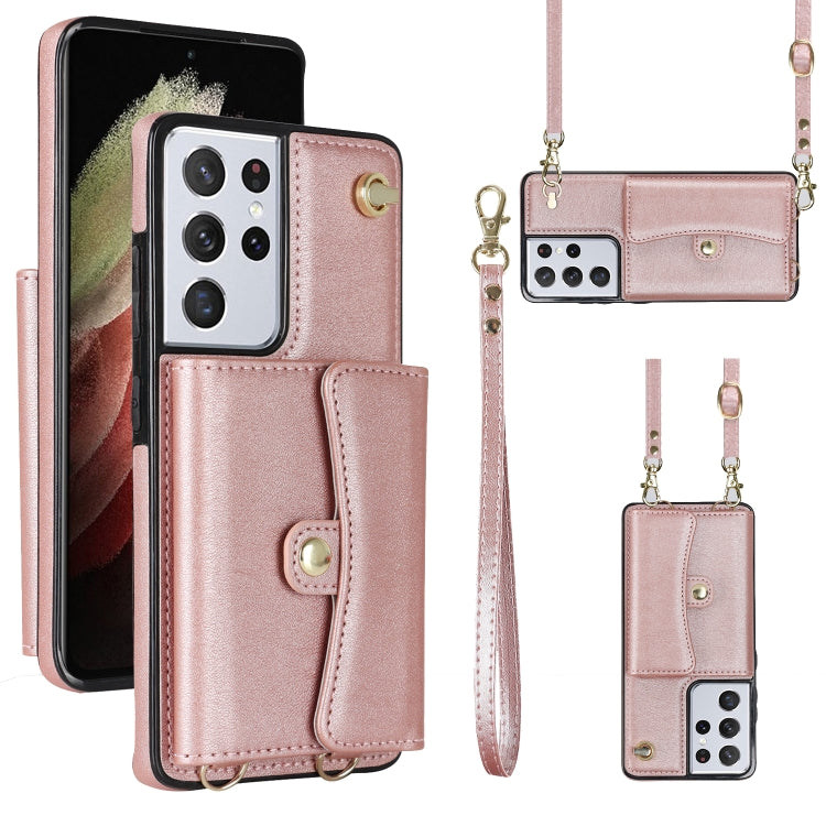 Custodia per telefono in pelle con slot per schede RFID con cordino lungo, For Samsung Galaxy S21 Ultra 5G, For Samsung Galaxy S20, For Samsung Galaxy S20+, For Samsung Galaxy S20 Ultra