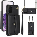Custodia per telefono in pelle con slot per schede RFID con cordino lungo, For Samsung Galaxy S21 Ultra 5G, For Samsung Galaxy S20, For Samsung Galaxy S20+, For Samsung Galaxy S20 Ultra