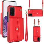 Custodia per telefono in pelle con slot per schede RFID con cordino lungo, For Samsung Galaxy S21 Ultra 5G, For Samsung Galaxy S20, For Samsung Galaxy S20+, For Samsung Galaxy S20 Ultra