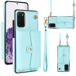Custodia per telefono in pelle con slot per schede RFID con cordino lungo, For Samsung Galaxy S21 Ultra 5G, For Samsung Galaxy S20, For Samsung Galaxy S20+, For Samsung Galaxy S20 Ultra