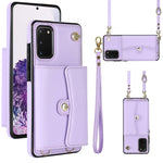 Custodia per telefono in pelle con slot per schede RFID con cordino lungo, For Samsung Galaxy S21 Ultra 5G, For Samsung Galaxy S20, For Samsung Galaxy S20+, For Samsung Galaxy S20 Ultra