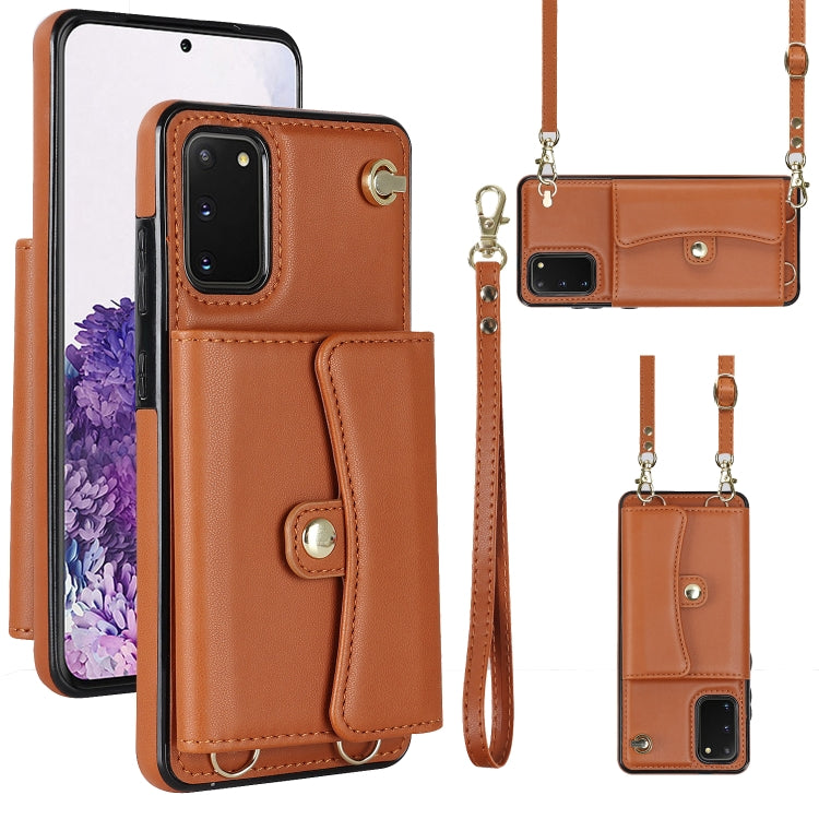 Custodia per telefono in pelle con slot per schede RFID con cordino lungo, For Samsung Galaxy S21 Ultra 5G, For Samsung Galaxy S20, For Samsung Galaxy S20+, For Samsung Galaxy S20 Ultra