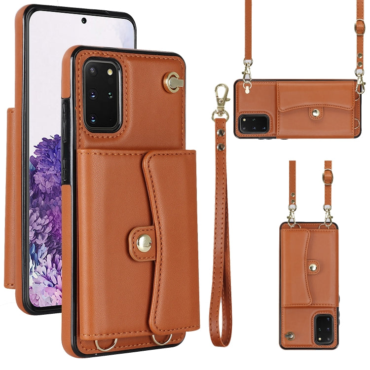 Custodia per telefono in pelle con slot per schede RFID con cordino lungo, For Samsung Galaxy S21 Ultra 5G, For Samsung Galaxy S20, For Samsung Galaxy S20+, For Samsung Galaxy S20 Ultra