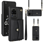 Custodia per telefono in pelle con slot per schede RFID con cordino lungo, For Samsung Galaxy S21 Ultra 5G, For Samsung Galaxy S20, For Samsung Galaxy S20+, For Samsung Galaxy S20 Ultra