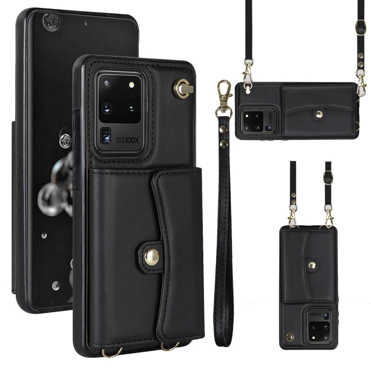 Custodia per telefono in pelle con slot per schede RFID con cordino lungo, For Samsung Galaxy S21 Ultra 5G, For Samsung Galaxy S20, For Samsung Galaxy S20+, For Samsung Galaxy S20 Ultra