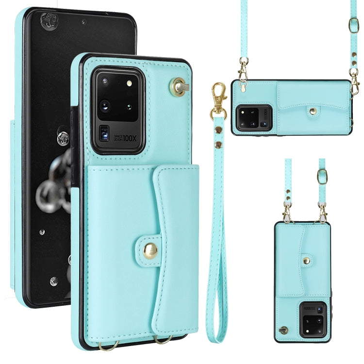 Custodia per telefono in pelle con slot per schede RFID con cordino lungo, For Samsung Galaxy S21 Ultra 5G, For Samsung Galaxy S20, For Samsung Galaxy S20+, For Samsung Galaxy S20 Ultra