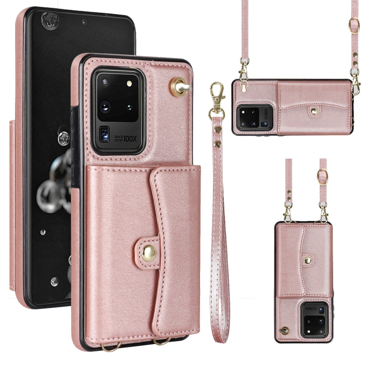 Custodia per telefono in pelle con slot per schede RFID con cordino lungo, For Samsung Galaxy S21 Ultra 5G, For Samsung Galaxy S20, For Samsung Galaxy S20+, For Samsung Galaxy S20 Ultra