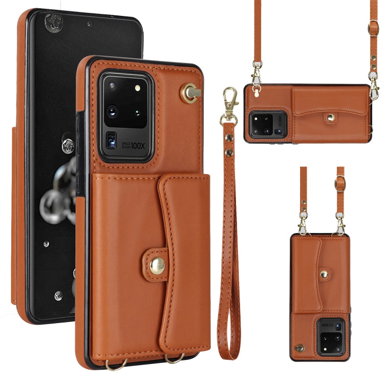 Custodia per telefono in pelle con slot per schede RFID con cordino lungo, For Samsung Galaxy S21 Ultra 5G, For Samsung Galaxy S20, For Samsung Galaxy S20+, For Samsung Galaxy S20 Ultra
